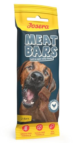 JOSERA Meat Bars Chicken | 14x 40g | Premium Snackwurst mit Huhn für Hunde | Adult | 90 % Fleischanteil - mit saftigem Hühnchen | zucker- & getreidefreie Rezeptur | schonend getrocknetes Leckerli