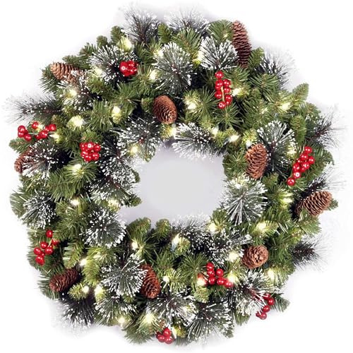 LVUNZJCA Weihnachtskränze 60 cm Weihnachtskranz for Aufhängen an der Tür, Rattan-Weihnachtskranz für Weihnachtsdekorationen(50cm)