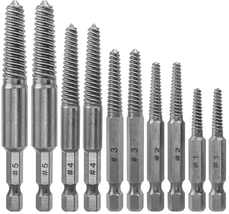10PCS Damaged Screw Extractor Set Screw Extractor Drill Bit Hex Shank Easy Out Bolt Extractor Screw Re-mover Screw Extractor Set Bolt Extractor for Broken,Rusty,Aged Stubborn Screws