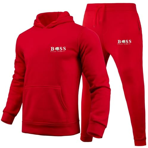 WAZHAKU Tuta da jogging da uomo, lunga, comoda, abbigliamento sportivo, tuta sportiva in due pezzi, 2 pezzi, giacca con cappuccio + pantaloni da allenamento unisex