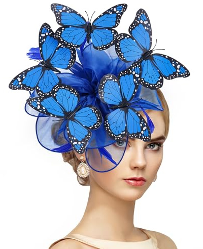 Zinniday Schmetterlings-Organza-Fascinator-Hut – Monarch-Schmetterling-Teeparty-Hut mit Haarnadel, 2025 Derby-Kopfbedeckung