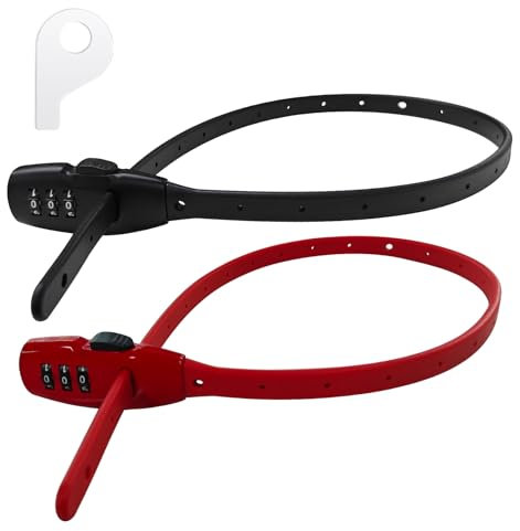 MEINUOKA 2 Pack Adjustable Zip Tie Lock with 3-Digit Combination for Helmet, Stroller & Cabinet, Bike Rack, Motorcycle,Luggage, Skateboard, Skis, French Door, Lightweight Bicycle Lock