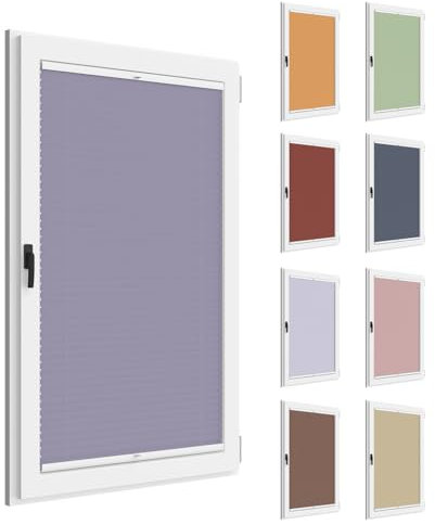 NIBLO Plissee nach Maß zum Bohren Plisseerollo Klemmfix Faltrollo mit Klemmträger Blickdicht und lichtdurchlässig Sichtschutz & Sonnenschutz Rollo (mit Schrauben, Breite 22-120cm, Höhe 131-230 cm)