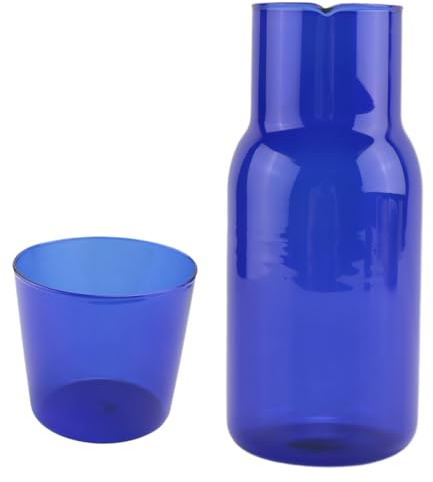 Asyduey Set di Tazze da tè nel Vetro Trasparente Color Caramello Set Semplice Tazza di Succo Resistente al con Brocca da tè Bottiglia d'Acqua - Blu