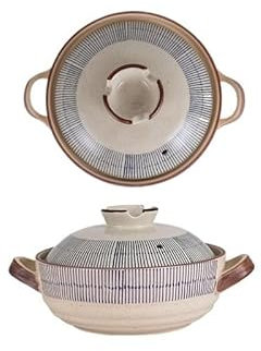YATINGZHANG Tegame Terracotta Pentole retrò Casseruola Stufato con Coperchio Zuppa in Ceramica Cottura Caldaia Pentole con Fondo Spesso Pentola in Ghisa con Coperchio