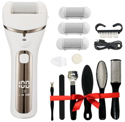 Electric Foot File Hard Skin Remover Professional Callus Remover, 16 in 1 Pedicure Kit with 3 Speeds Display, 3 Rollers, Rechargeable Foot Files for Home Foot Care & Dry Dead Skin Cracked Heels