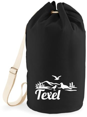 Huuraa Seesack Texel Niederlande 20 Liter Black Baumwolle Rucksack Geschenkidee