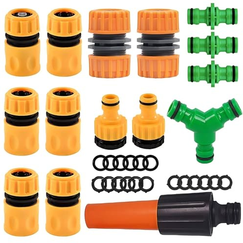 15 Piezas Conector Manguera, Kit de Conector de 1/2 Pulgada, Adaptador Grifo Manguera, Material ABS Reforzado Accesorios Manguera Jardin Conexión rápida conector de grifo de rosca de jardín