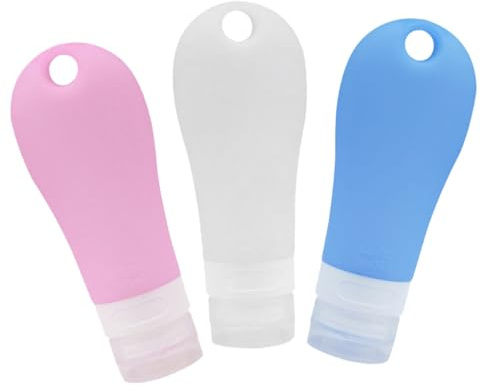 DECOMELODY 3 st Reseflaskor i Silikon Läckagesäkra Påfyllningsbara Behållare för Tvål Lotion och Toalettartiklar i Färgerna Rosa Blå och för Resor och Camping