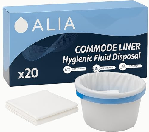 20 x ALIA | Commode Liner with Super Absorbent Pad | Leak-Proof Hygiene Bags for Bedside Commode | Portable Toilet & Elderly Care | 1 Pack of 20