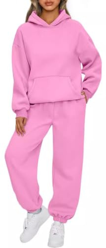 OLIPHEE Tuta Sportiva Donna Completa 2 Pezzi Invernale in Pile Jogging Completi Sportivi Donna Fitness Set Felpa e Pantaloni Larghi Yoga Palestra Ginnastica Outdoor