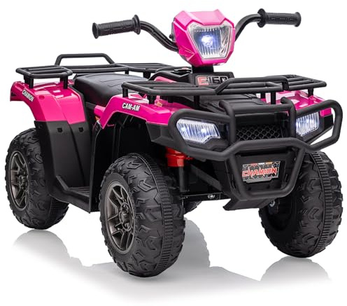 Garvee Quad Elettrico per Bambini 12V – ATV con Musica, Luci LED e Retromarcia – Velocità Sicura 2,2mph – Dimensioni 88x50x46cm – Idea Regalo per Bambini 3-8 Anni – Colore Rose Red