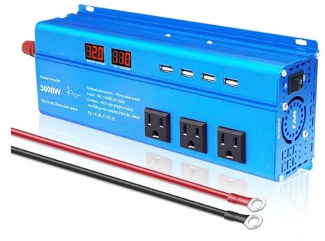Onduleur Convertisseur D'affichage LED 3000 W DC 12 V vers AC 110 V 220 V 230 V Transformateur Prise Universelle US/EU Onduleur Sinusoïdal Pur Transformateur(12V-110V US)