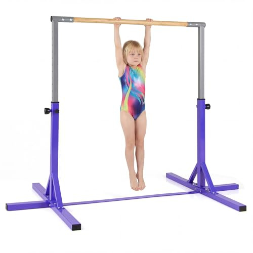 COSTWAY Gymnastik Turnreck, Reckstange Indoor mit verstellbaren Höhen, Gymnastikstange horizontal, Turnstange bis 150 kg belastbar, Turngeräte für Kinder ab 3 Jahren