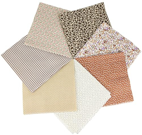 7 Stück Baumwollstoff Stoffpaket 50 x 50cm, Quadrate Patchwork Stoffe, Stoffpakete Zum Nähen für Nähen Quilten, DIY Stoff Basteln Handwerken, Puppenkleidung, Bedruckte