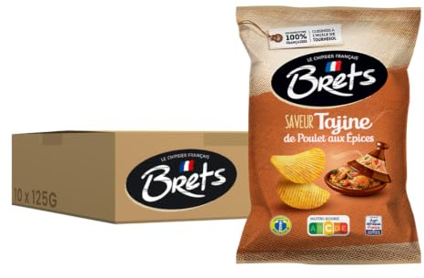 BRETS Chips Tajine de Poulet aux Épices, 125g, Lot de 10