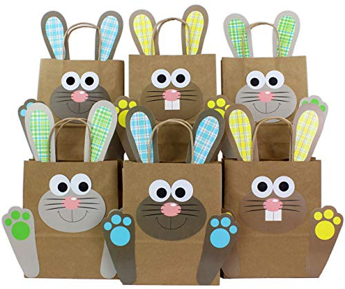 Papierdrachen DIY Påskpresentpåsar med påskhare gul grön blå för att fylla dig själv - för förpackning av presenter till barn och vuxna