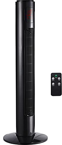 HOMCOM Ventilateur Colonne Silencieux 45 W, Ventilateur Tour pour Chambre avec 3 Modes 3 Vitesses, télécommande, oscillant 70°, minuterie et Affichage LED, 96 cm Noir