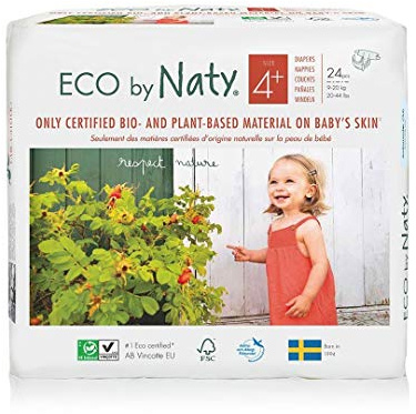 NATY AB Växtbaserad premium ekologisk blöja, förpackning med 24