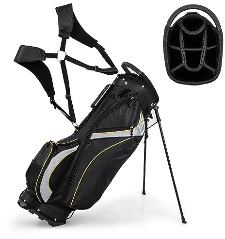 COSTWAY Bolsa de Golf Hombre de Viaje Profesional 9 Pulgadas con Soporte Correa de Transporte