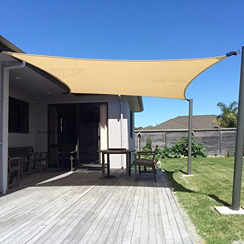 SUNNY GUARD Sun Shade Sail 10' x 13' Rectangle Sand UV Block Sunshade for Backyard Yard Deck Patio Garden Outdoor Activities and Facility