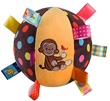 Colorful Tag Chime Ball - Soft Plush Sensory Rattle Toy for Babies Kids Toddlers Infants