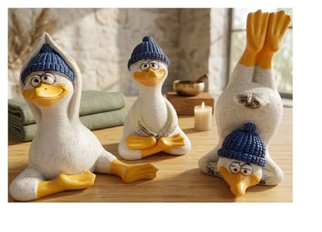 Tierfiguren 3er Set Yoga Möwe 8 x 5 cm Yogamöwe Nordsee See Strand Figur Deko GCG D02