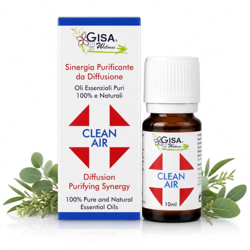 Sinergia Oli Essenziali Clean Air 10ml Purificante Naturale | Miscela di Oli Essenziali per Diffusori Ambiente, Candele Fai da te e Miscele Profumate, Made in Italy Gisa Wellness
