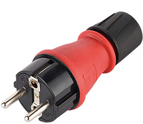 Spina di alimentazione, spina con contatto di protezione, IP54, prolunga in gomma e plastica per esterni/esterni