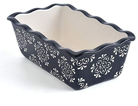 Original Heart Bread Pan Stoneware Loaf Pan, 9x5 inch Bread Loaf Pan Meatloaf Pan, Loaf Pans For Baking Bread, Nonstick Banana Bread Pans, Retangular Bread Baking Pan, for Kitchen,Black