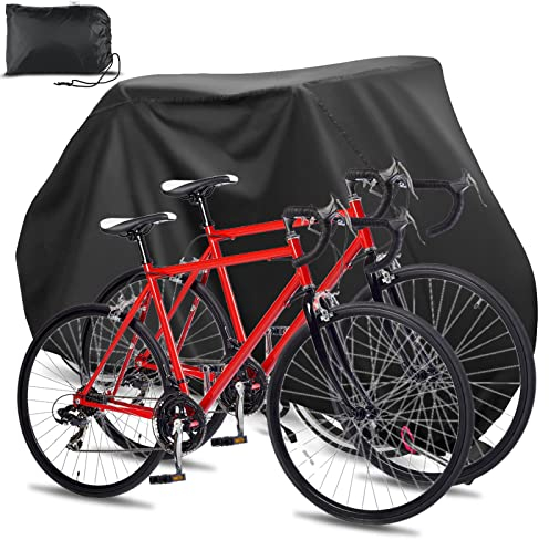 Onlyesh SIBOTER Bike Cover, Bike Covers for Outside Storage, 210D Oxford Fabric Bike Cover Waterproof with Lock-holes & Storage Bag, Bike Cover for 2 Bikes, Mountain Bike Road Bike