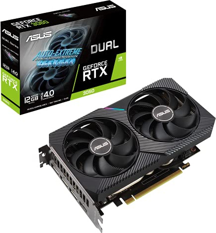 ASUS Dual NVIDIA GeForce RTX 3060 V2 12GB GDDR6 – Carte Graphique Gaming (PCIe 4.0, 12GB GDDR6, HDMI 2.1, DisplayPort 1.4a, 2-Slot, Ventilateurs axiaux, 0dB Technologie) Noir