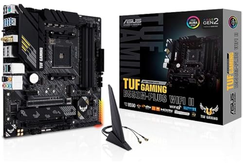 ASUS TUF Gaming B550M-PLUS WiFi II Mainboard Sockel Ryzen AM4 (AMD B550, mATX, PCIe 4.0, dual M.2, WiFi6, SATA 6Gbit/s, Aura Sync)