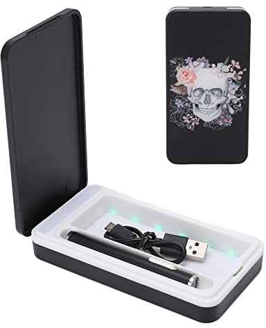 Caja de Cigarrillos con Encendedor, Caja de Cigarrillos Portátil Recargable por USB con Luz de Respiración de 6 Colores Y Patrón de Calavera a Prueba de Viento Encendedor Eléctrico a Prueba de Humedad