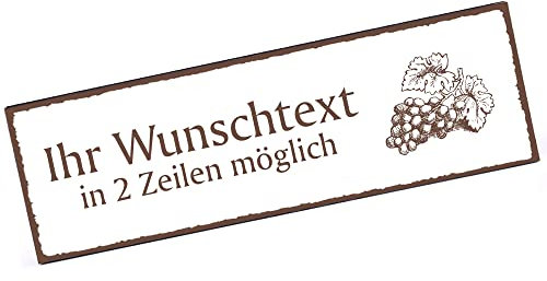 Türschild Traube Namensschild personalisiert mit Gravur- 150mm x 50mm - selbstklebend