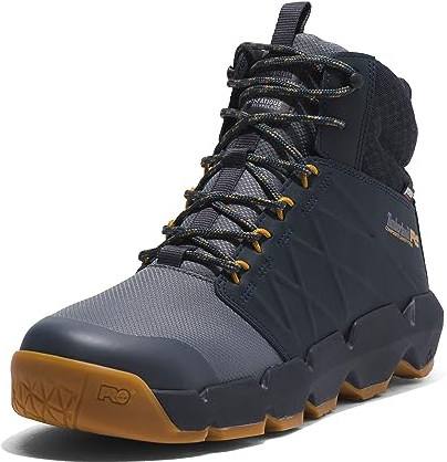 Timberland PRO Men's Morphix 6 Inch Composite Safety Toe Waterproof Industrial Casual Sneaker Boot, Grey/Navy, 10 W