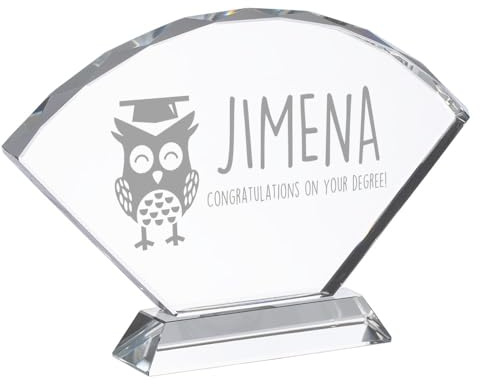 Wanapix | Personalisierte Trophäe mit Name und Text | Graviertem Glas (Grauskala) | Personalisierte Trophäe | Inklusive Aufbewahrungsbox | Auszeichnung | Diplom