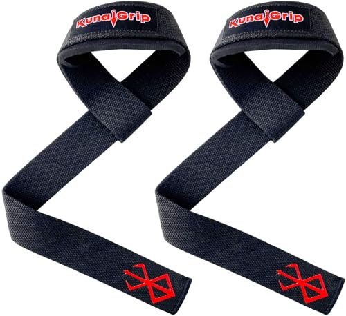 KunaiGrip Anime Lifting Straps – gepolsterte Handgelenkgurte für Gewichtheben, Bodybuilding, Fitnessstudio, Powerlifting, Kreuzheben & Fitness (weiche Baumwolle, 60 cm, 1 Paar)