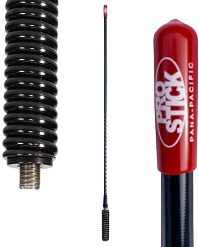 Prostick 2 Foot Fiberglass 1000 Watt Black CB Radio Antenna with Heavy Duty Black Stainless Steel Spring.