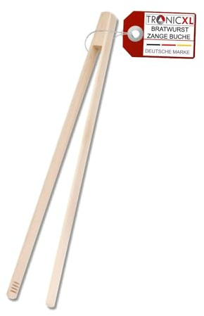 TronicXL 20 Stück Grillzange 52cm lange XXL Holz Zangen Bratwurstzange Grillen Grill Buffet Zange BBQ Posten Grillzangen Holzzange