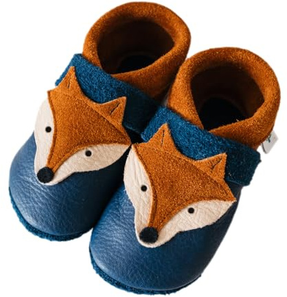 Pantolinos Krabbelschuhe Tiere aus Ökoleder Made in Germany Lauflernschuhe als Geschenk für Jungen & Mädchen Babyschuhe aus Leder weiche Lederpuschen Schlupfschuhe Hausschuhe