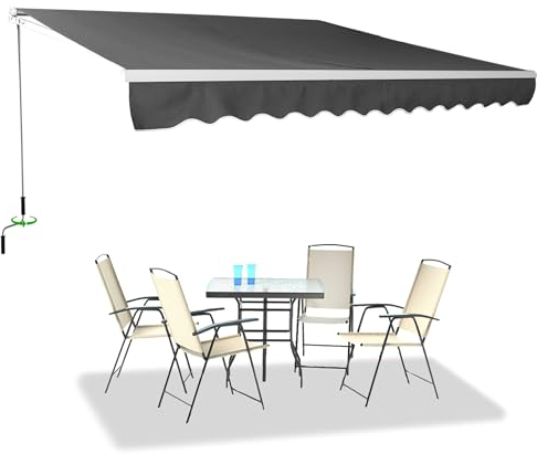 XINZI Toldo articulado de 250 x 200 cm, protección solar, incluye soporte de pared, ángulo ajustable, toldo para terraza con manivela, resistente a la intemperie, para terraza y balcón