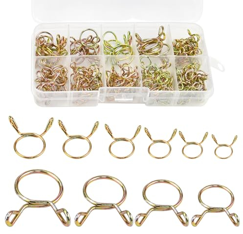 DECARETA 126 Pièces Clip à Ressort Tuyau Serre-Joints, 5-14 mm Colliers de Serrage à Ressort Collier Serrage Durite Essence Colliers de Serrage de Tuyau de Carburant pour Eau Tuyaux, Silicone Tubes