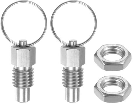 QUARKZMAN 2 Piezas Pasador de Resorte con Anillo de Extracción 7/16˝-14 Rosca Longitud 0.51 Cabeza Plana Acero Inoxidable Pasador Índice Retráctil No Bloqueable Posicionamiento