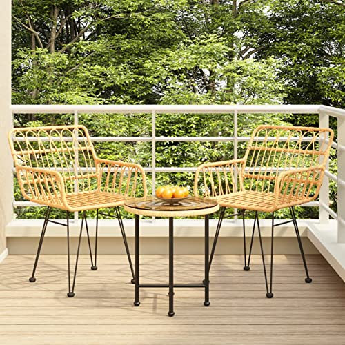 Gecheer 3-TLG. Garten Essgruppe Gartenmöbel Set Sitzgruppe Garten Set Garten Polyrattan Sitzgruppe mit Tisch & 2 Stühle Bistro-Set Gartengarnitur Sitzgarnitur für Garten Terrasse Poly Rattan