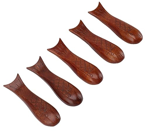 Porte-Baguettes, 5 Pièces en Forme de Poisson, Repose-Baguettes en Bois, Support Pratique pour Baguettes, Cuillères, Couteaux et Fourchettes, Lavable et Réutilisable