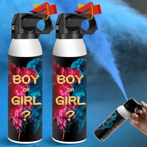 RISEMART (2 Stück Blau) Gender Reveal Konfetti Kanone Poppers, Gender Reveal Rauchbombe 100% biologisch abbaubare Babyparty sicher Pulverrauch, Partyzubehör für Jungen und Mädchen