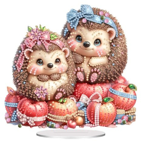 Generisch Diamond Painting Tischdeko,Igel Desktop Deko,Diamant Painting,Diamant Malerei Tisch Ornamente für Zuhause,Büro,Dekoration,Geschenk für Familie