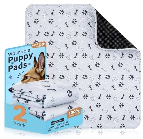 PmakeEorT Welpenunterlagen Waschbar, 2er Set Trainingspads für Hunde, 90 x 60 cm PIPI Matten für Hunde Puppy Pads, Auslaufsichere und schnell trocknende Hundeunterlagen