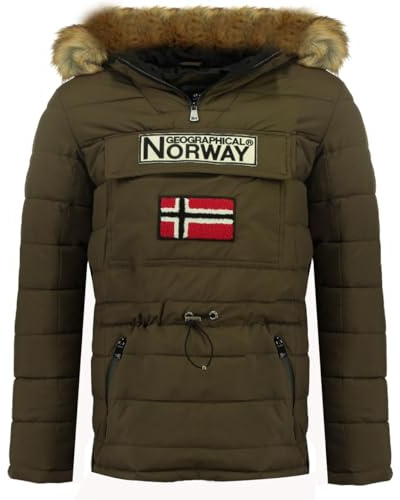 Geographical Norway Coconut Lång varm parkas för män höst vinter – vattentät vattenavvisande kappa – utomhusjacka med pälshuva – vindjacka – herr (kaki S), kaki, S